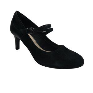 Clarks Dancer Reese Black Leather Mary Jane Comfort Pumps Heels Womens 10